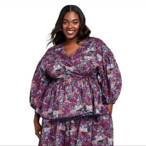 NWT Kika Vargas for Target Coral Reef Scallop Edge Wrap Top